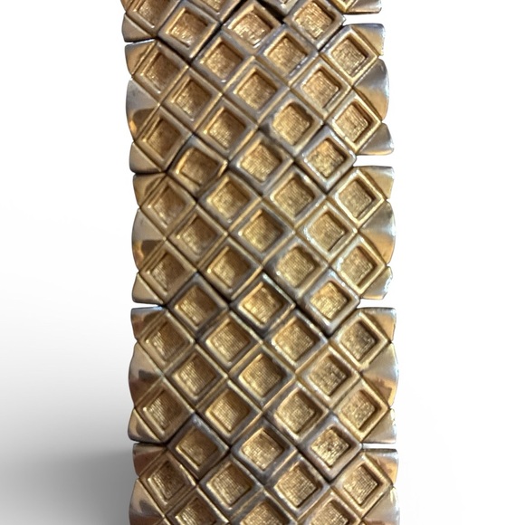 Hattie Carnegie Gold Tone Woven Panel Link Bracelet - Picture 3 of 5